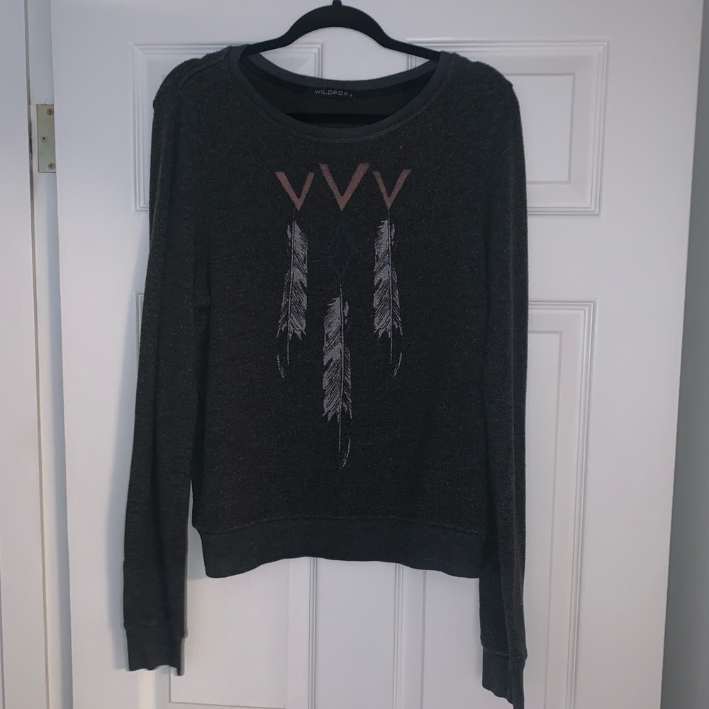 Wildfox Night Lover Feathers Baggy Beach Jumper S